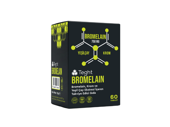 TEGHT Bromelain , Krom ve Yeşil Çay Ekstresi İçeren Takviye Edici Gıda 60 tablet resmi